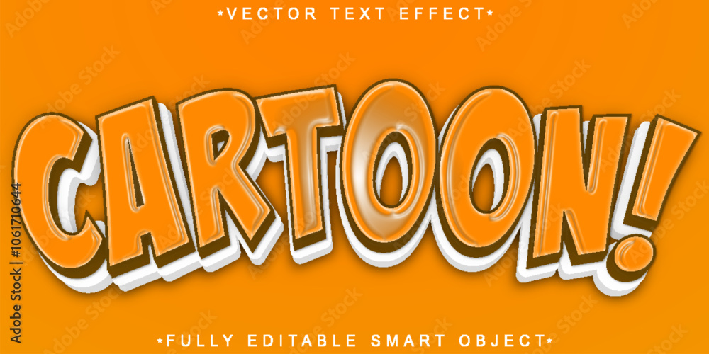 Poster orange cartoon vector fully editable smart object text effect