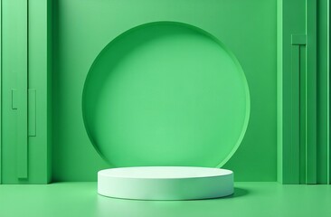 a green podium for the product