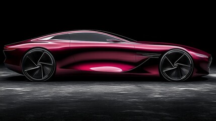 Naklejka premium Sleek Red Sports Car Design Concept Luxury Automotive Photography