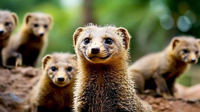 a yellow mona yellowa yellow mongoose  and  two other mongoloids  standing together.a yellow mongoose  and  two other mongoloids  standing together.goose  and  two other mongoloids  standing together.