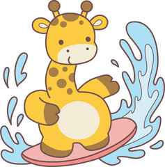 Set Vector Stock Illustrations Isolated of Baby Giraffe.
Cute giraffe animals with various activities.
Funny sticker of Giraffe animal kids.