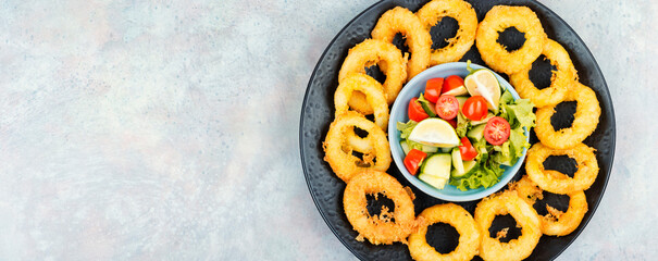 Delicious deep-fried calamari rings.