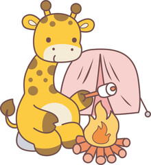 Set Vector Stock Illustrations Isolated of Baby Giraffe.
Cute giraffe animals with various activities.
Funny sticker of Giraffe animal kids.
