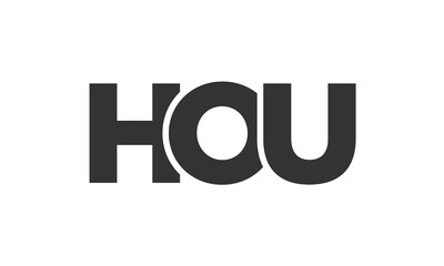 HOU logo design template with strong and modern bold text. Initial based vector logotype featuring simple and minimal typography. Trendy company identity.