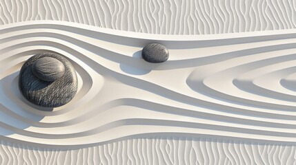 Zen stone resting on rippled sand for a calming, balanced scene