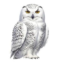 Drawing of a snowy owl on white background (isolated)