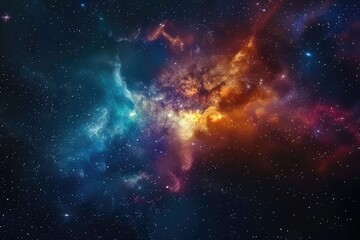 Fototapeta premium A Colorful Nebula with Stars in a Dark Space Background