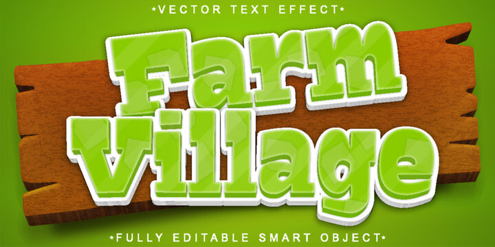 Cartoon Farm Village Vector Fully Editable Smart Object Text Effect
