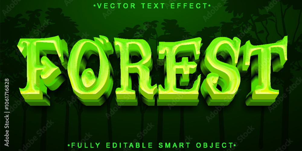 Poster green forest vector fully editable smart object text effect