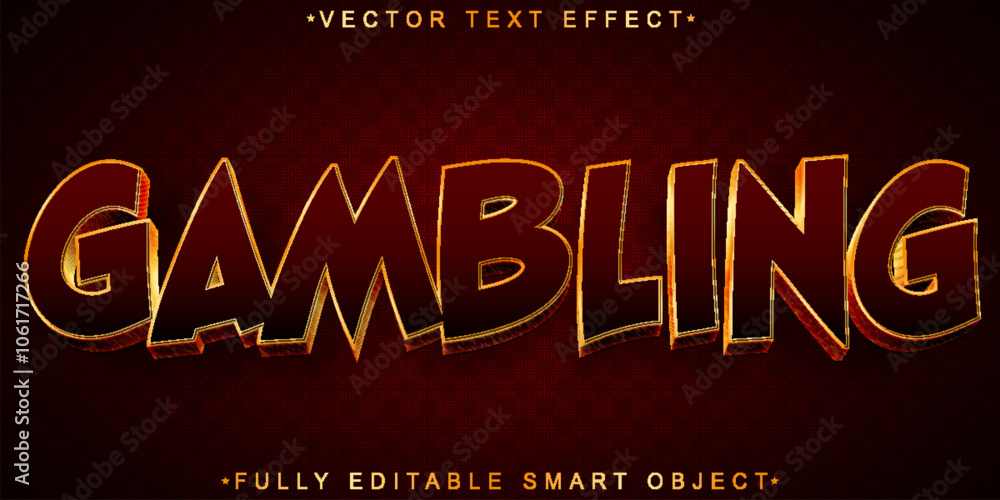 Poster gambling vector fully editable smart object text effect