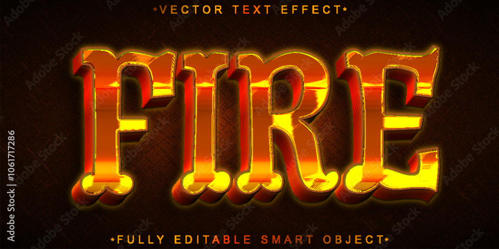 Poster fire vector fully editable smart object text effect