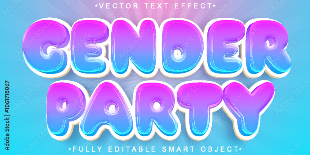 Poster cartoon gener party vector fully editable smart object text effect