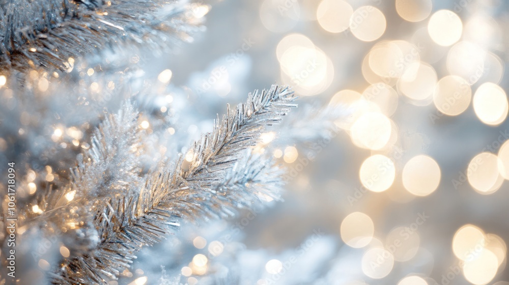 Poster a white background adorned with shimmering bokeh lights in various sizes,