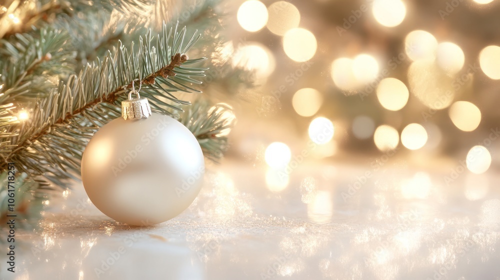 Poster a white background adorned with shimmering bokeh lights in various sizes,