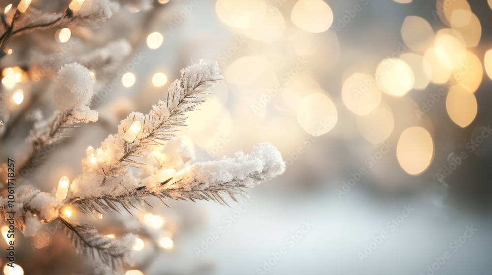 Poster a white background adorned with shimmering bokeh lights in various sizes,