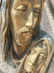 Mary and Jesus bronze statue