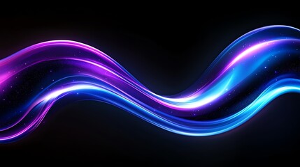 Abstract smoothly wave background with glowing colorful neon lines.