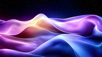 Obraz premium Abstract neon wave background with glowing lines.