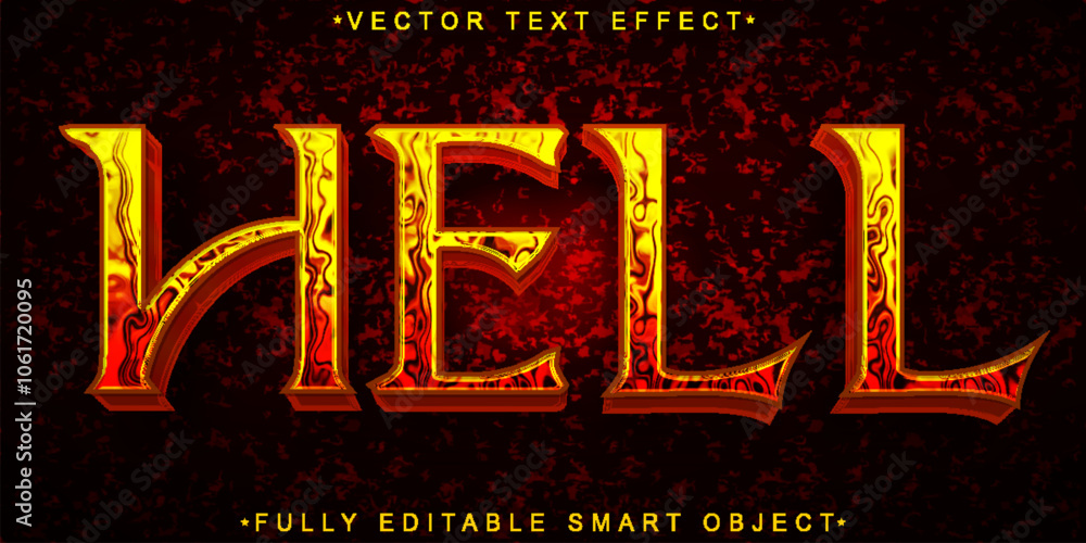Poster fire lava orange hell vector fully editable smart object text effect