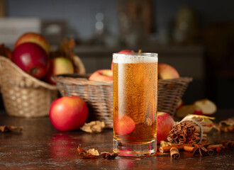 Apple cider with fresh apples, cinnamon, and anise.