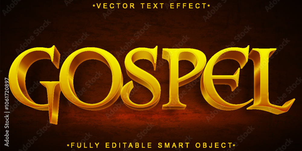 Poster golden gospel vector fully editable smart object text effect