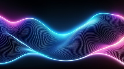 Obraz premium Abstract neon wave background with blue and pink light.