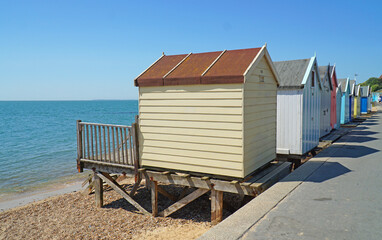Beach huts Felixstowe seafront Suffolk