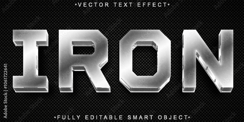 Poster silver iron vector fully editable smart object text effect