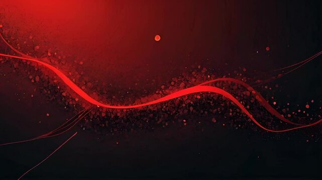 A red and black background with a red line that is dotted with red dots 