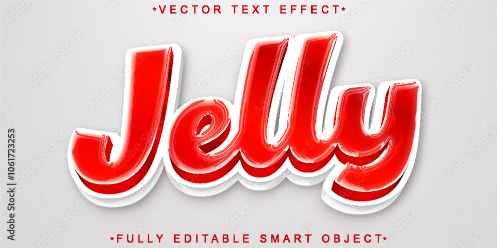 Poster shiny red sweet jelly vector fully editable smart object text effect