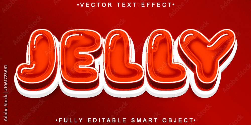 Poster shiny red sweet jelly vector fully editable smart object text effect