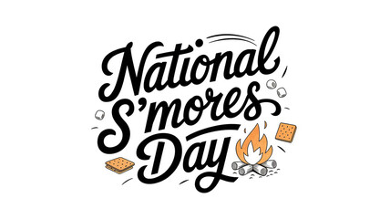National s'mores day lettering, s'mores, party greeting card, calligraphy poster, generative AI