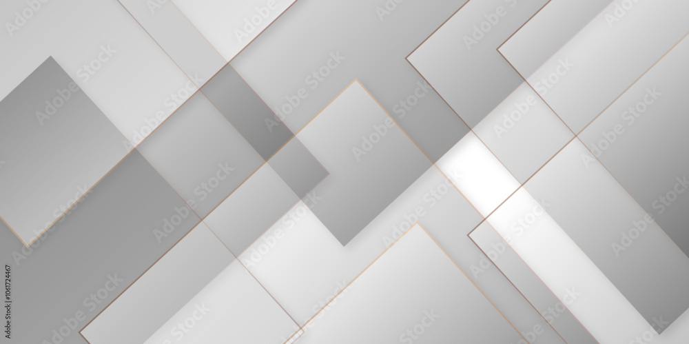 Poster abstract white and grey geometric overlapping square pattern background with shadow. paper texture d