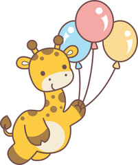 Set Vector Stock Illustrations Isolated of Baby Giraffe.
Cute giraffe animals with various activities.
Funny sticker of Giraffe animal kids.