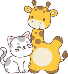 Set Vector Stock Illustrations Isolated of Baby Giraffe.
Cute giraffe animals with various activities.
Funny sticker of Giraffe animal kids.