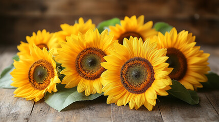 Bright yellow sunflower flowers close up