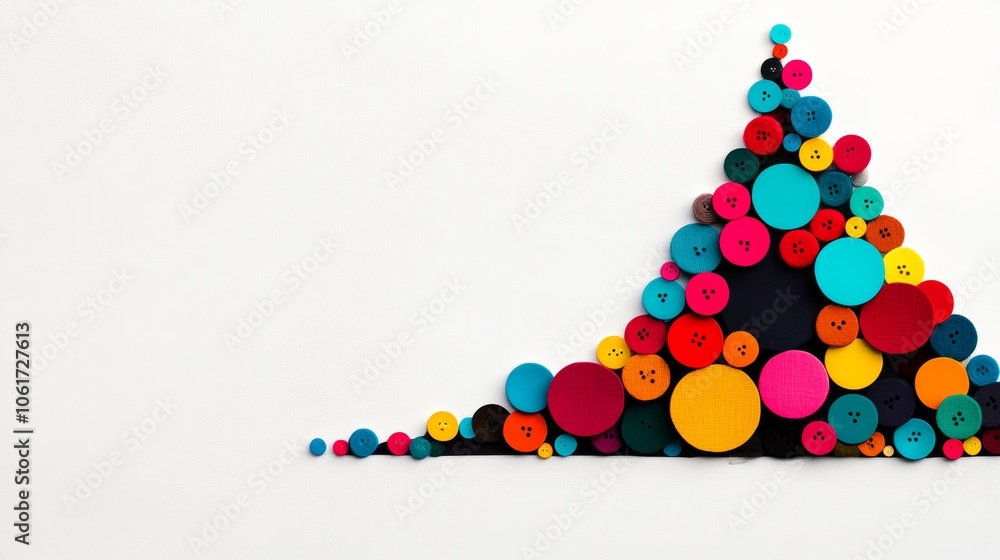 Poster colorful christmas tree made of buttons. tree is made of many different colored buttons, and it is a
