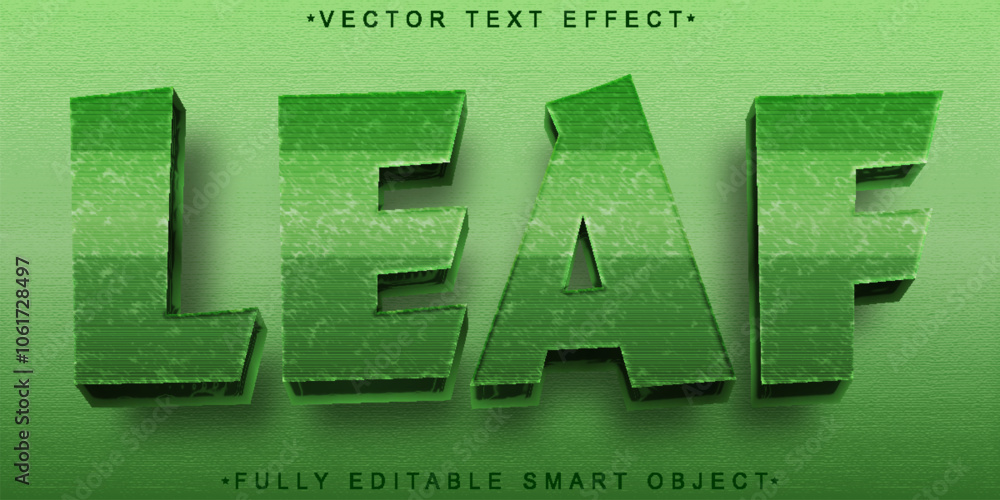 Poster green cartoon leaf vector fully editable smart object text effect