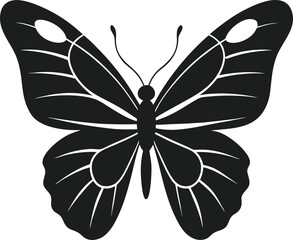 Stylish Butterfly Silhouette Vector – Intricate Black and White Insect Design for Nature and Art Projects