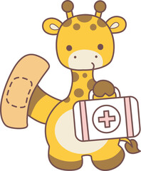 Set Vector Stock Illustrations Isolated of Baby Giraffe.
Cute giraffe animals with various activities.
Funny sticker of Giraffe animal kids.