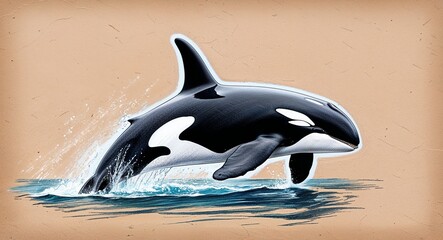 Obraz premium Orca in the wild hand drawing