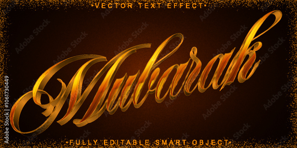 Poster golden mubarak vector fully editable smart object text effect