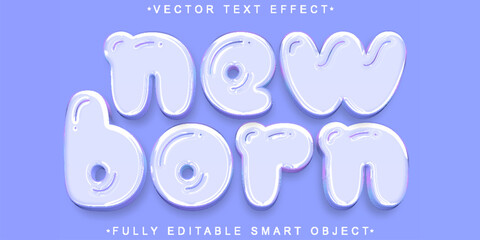 Cartoon Soft Blue Newborn Vector Fully Editable Smart Object Text Effect