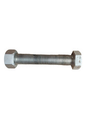 Stud Bolts with Threaded Rods and Nuts on Both Ends, Isolated Transparent Image for Construction...
