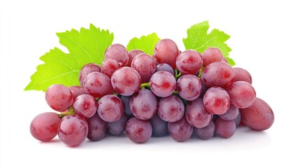Fototapeta premium Fresh Red Grape Cluster on White Background