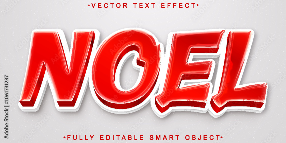 Poster red christms noel cartoon vector fully editable smart object text effect