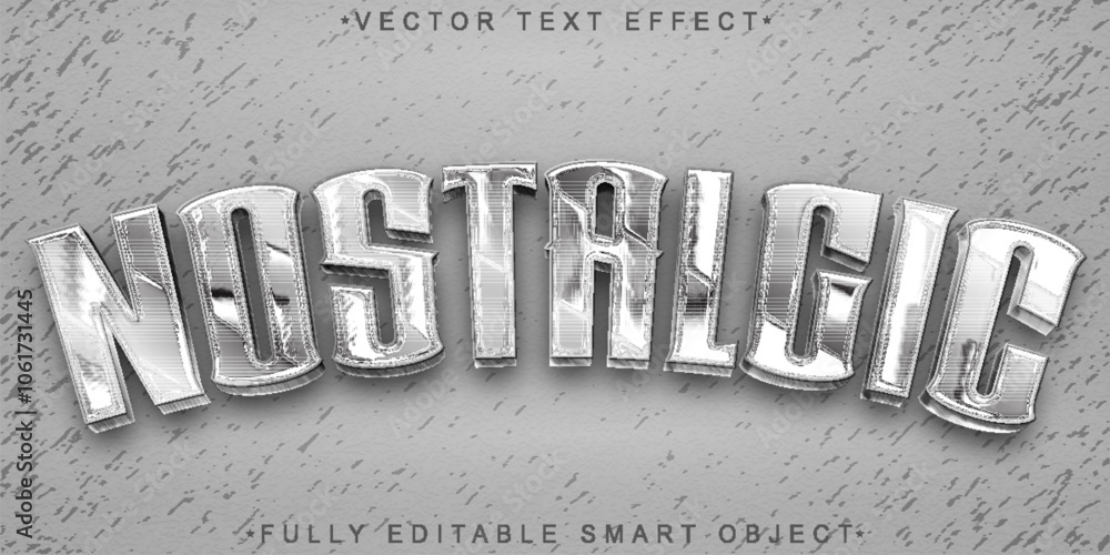 Poster classic silver nostalgic vector fully editable smart object text effect