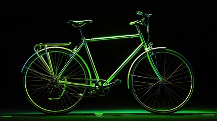 Fototapeta premium Neon-lit bicycle with futuristic design in a dark setting
