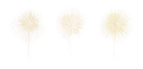 Happy New Year festive celebration party fireworks explosion PNG, cutout isolated on transparent background. Gold yellow color