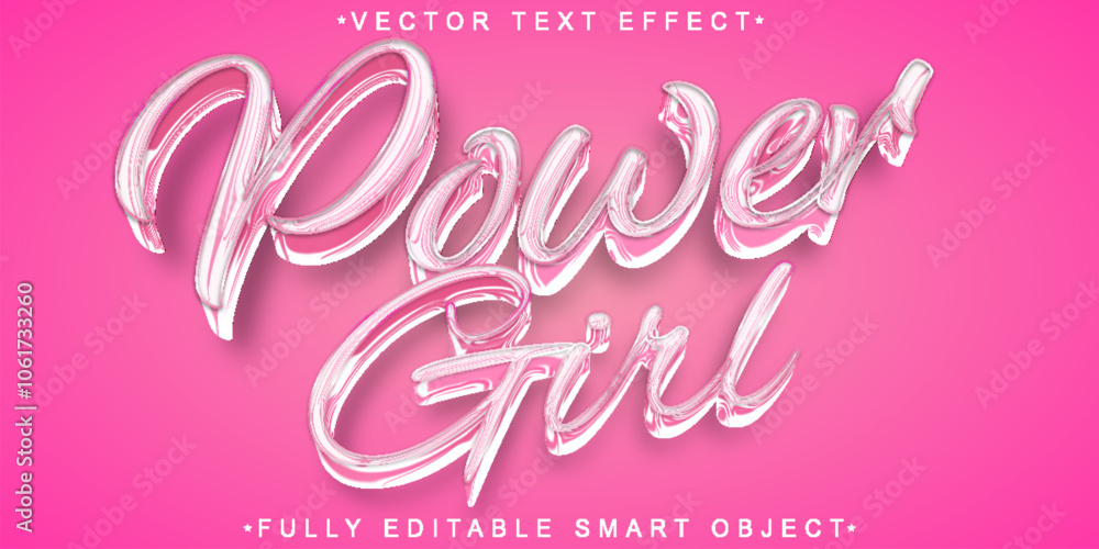 Poster power girl vector fully editable smart object text effect